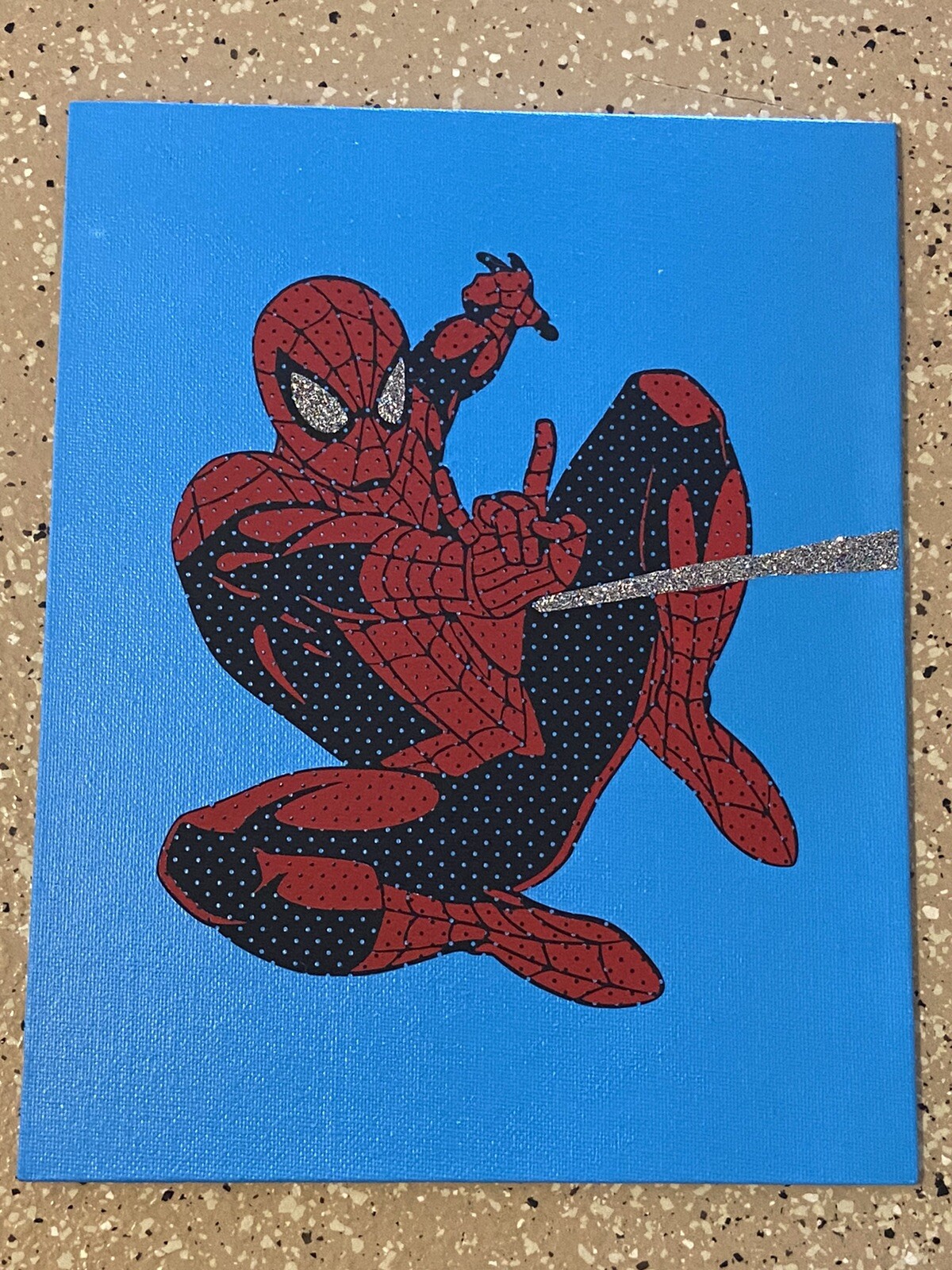 Awesome Handcrafted Marvel Spider-Man Vinyl On Canvas 8×10 Signed Artwork