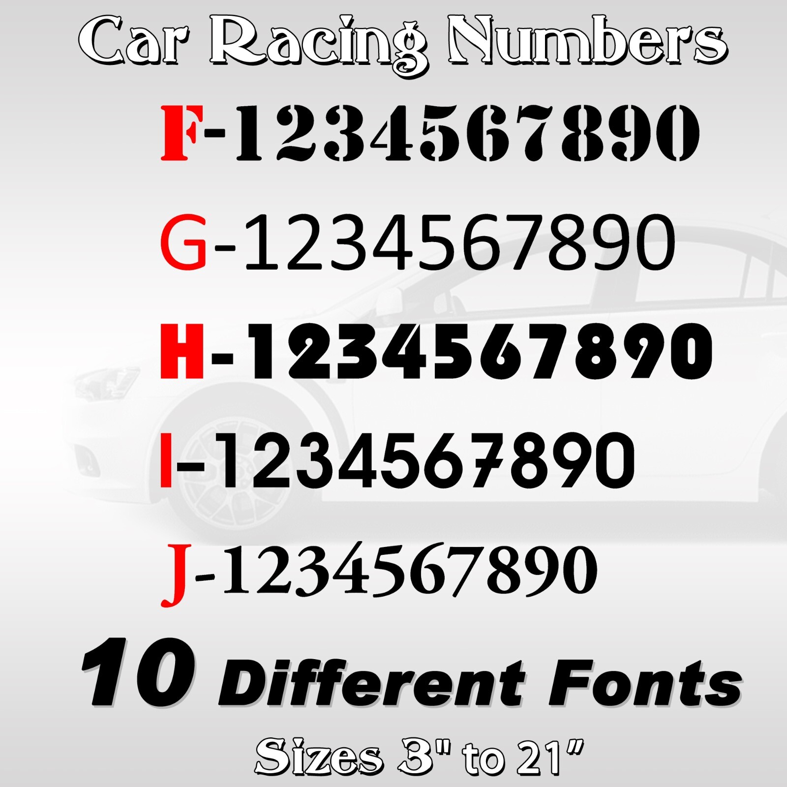 2 pack Racing Car numbers circle die-cut decal door custom number rally sport V1