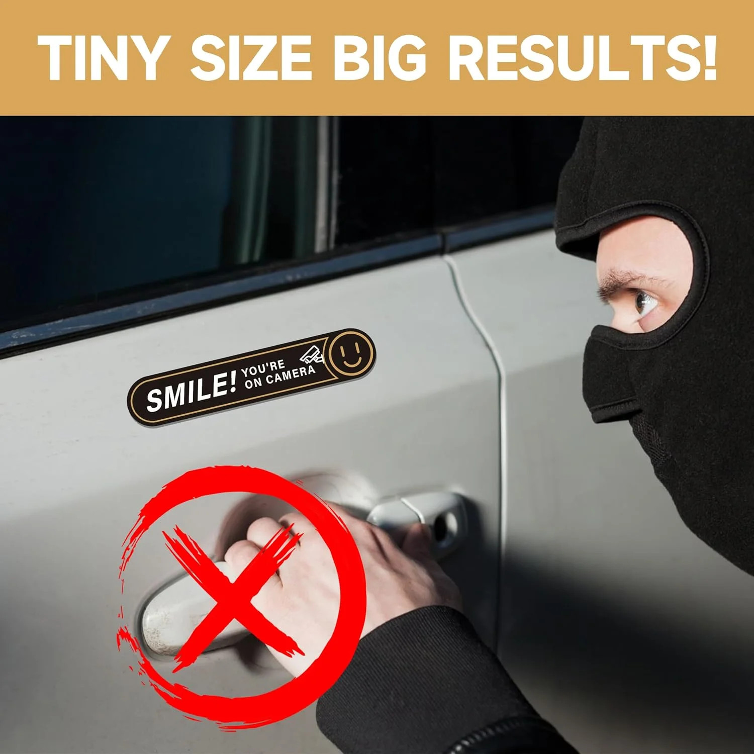 8PCS Smile You're On Camera Sticker for Car, Self Adhesive Waterproof Durable Vi