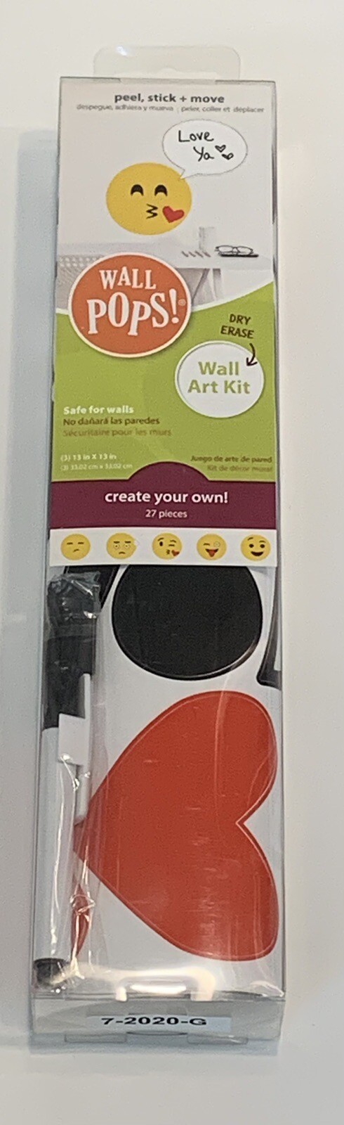 Wall Pops! Create Your Own Emoji Heart Wall Art Kit Decor 27 pcs. 1 Marker