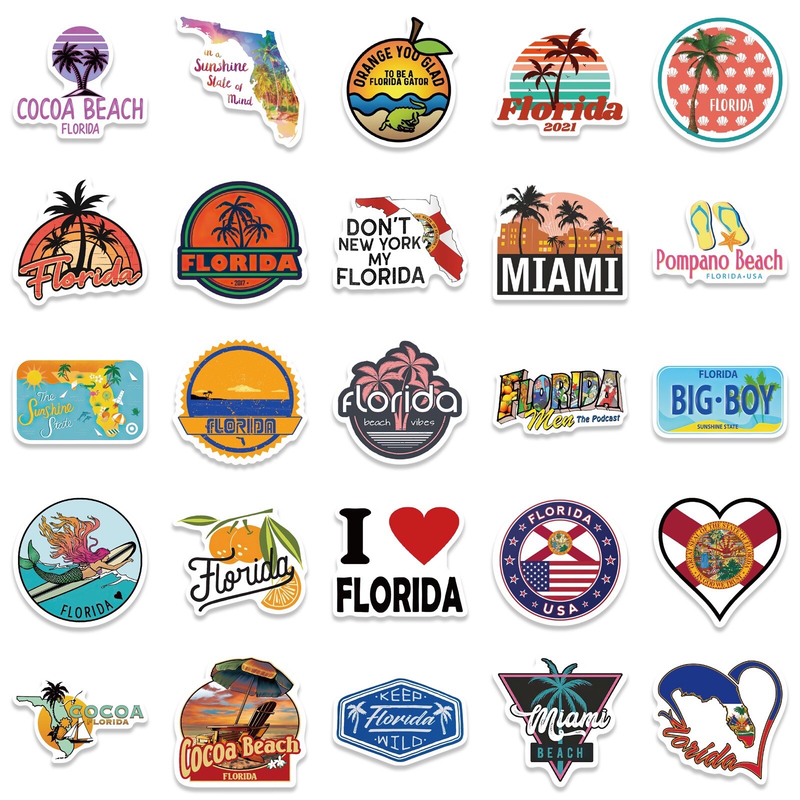 10 Random Florida Stickers FL Sunshine State Decals Laptop Hydro Free Shipping!