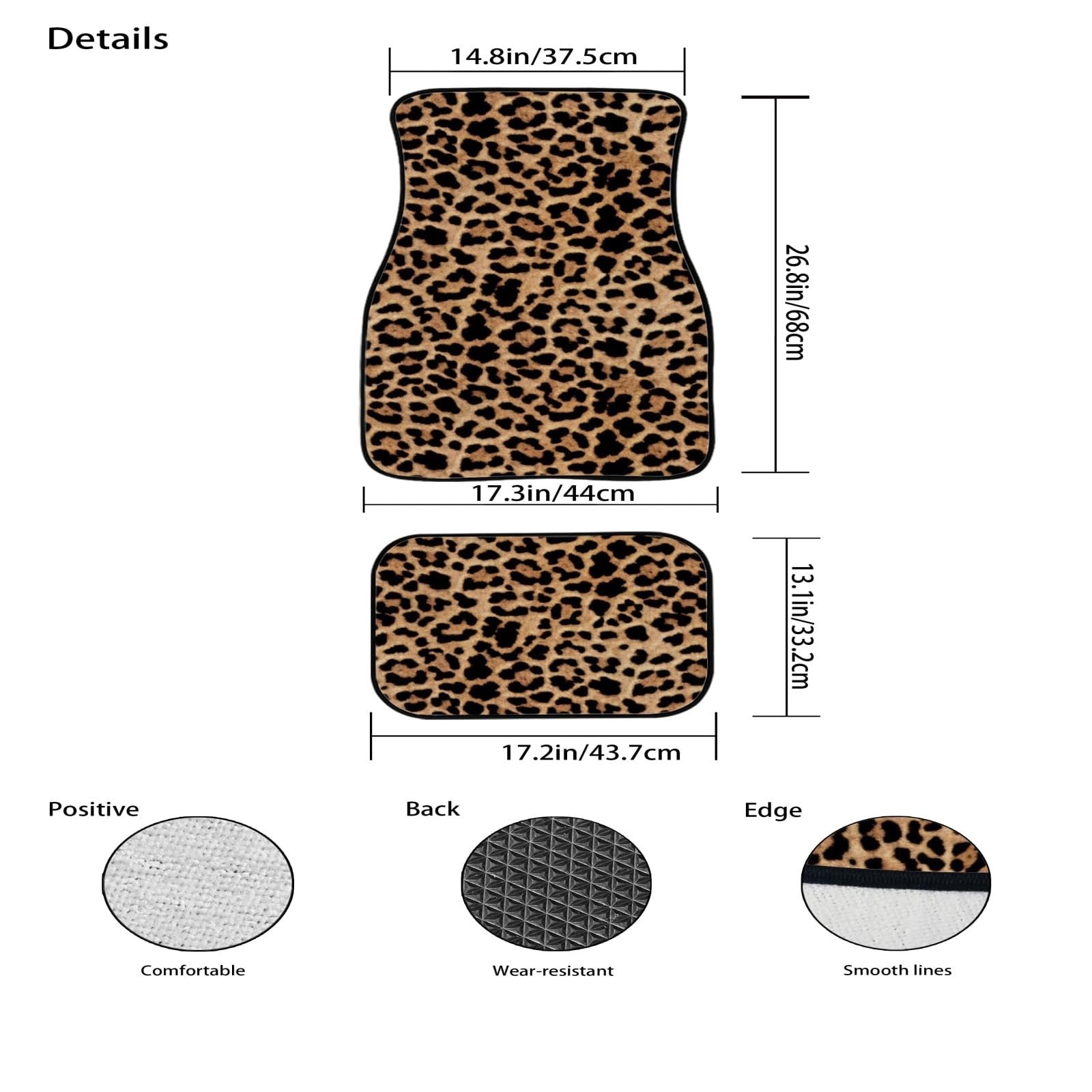 Leopard Car & Auto Floor Mats Women Men 4-Piece Full Set All Weather Universa…