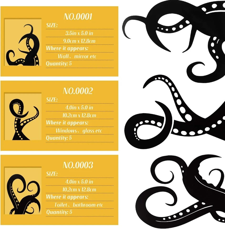 15 Pieces Kraken Octopus Toilet Tentacles Wall Decals Sticker Octopus Toil