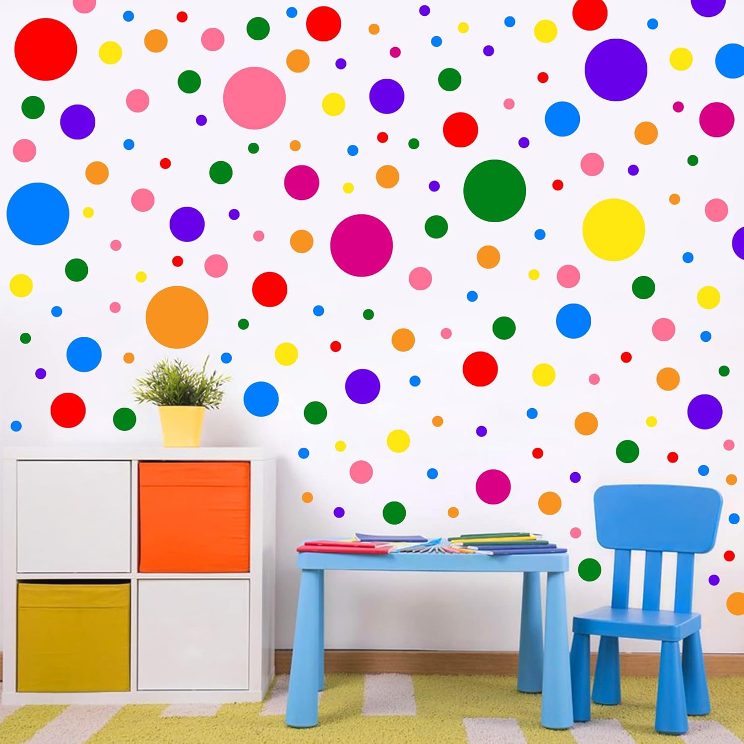 1240Pcs Polka Dot Wall Decals Colorful Boho Wall Decal Peel and Stick Kids Decal
