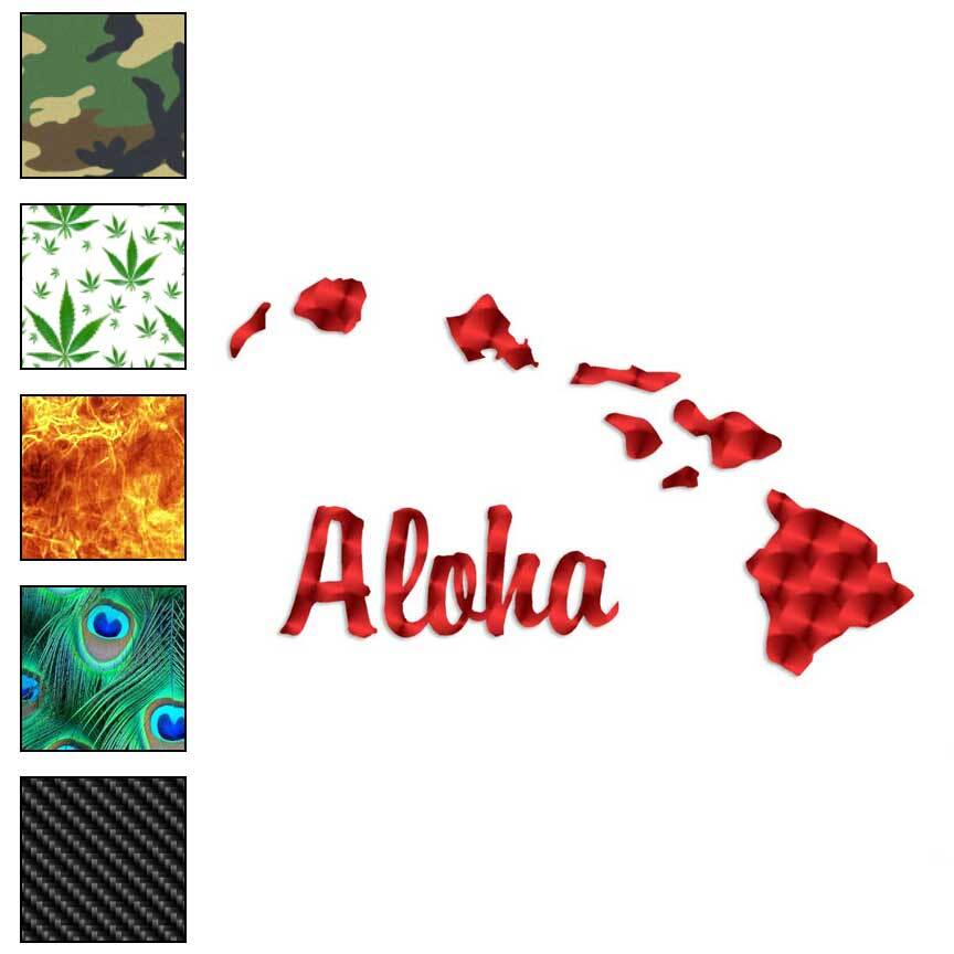 Aloha Hawaiian Islands, Vinyl Decal Sticker, 40 Patterns & 3 Sizes, #2394
