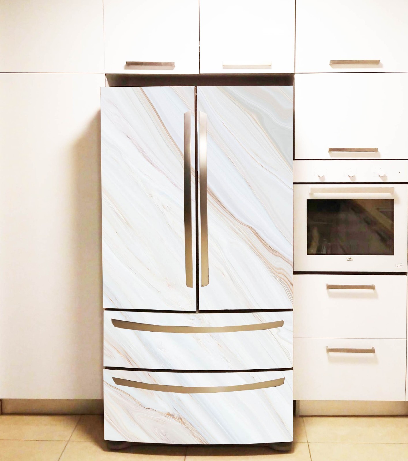 Marble Refrigerator Skin Wrap, Stylish Kitchen Upgrade