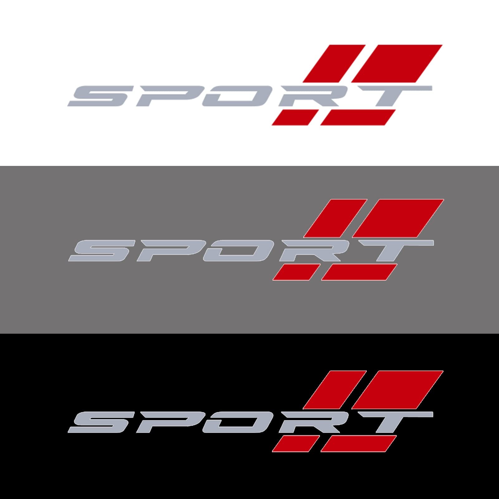 for 2 Pcs 16 Inch Matte Siver Red Sport Letter Logo Decal Sticker Fit for Mos…