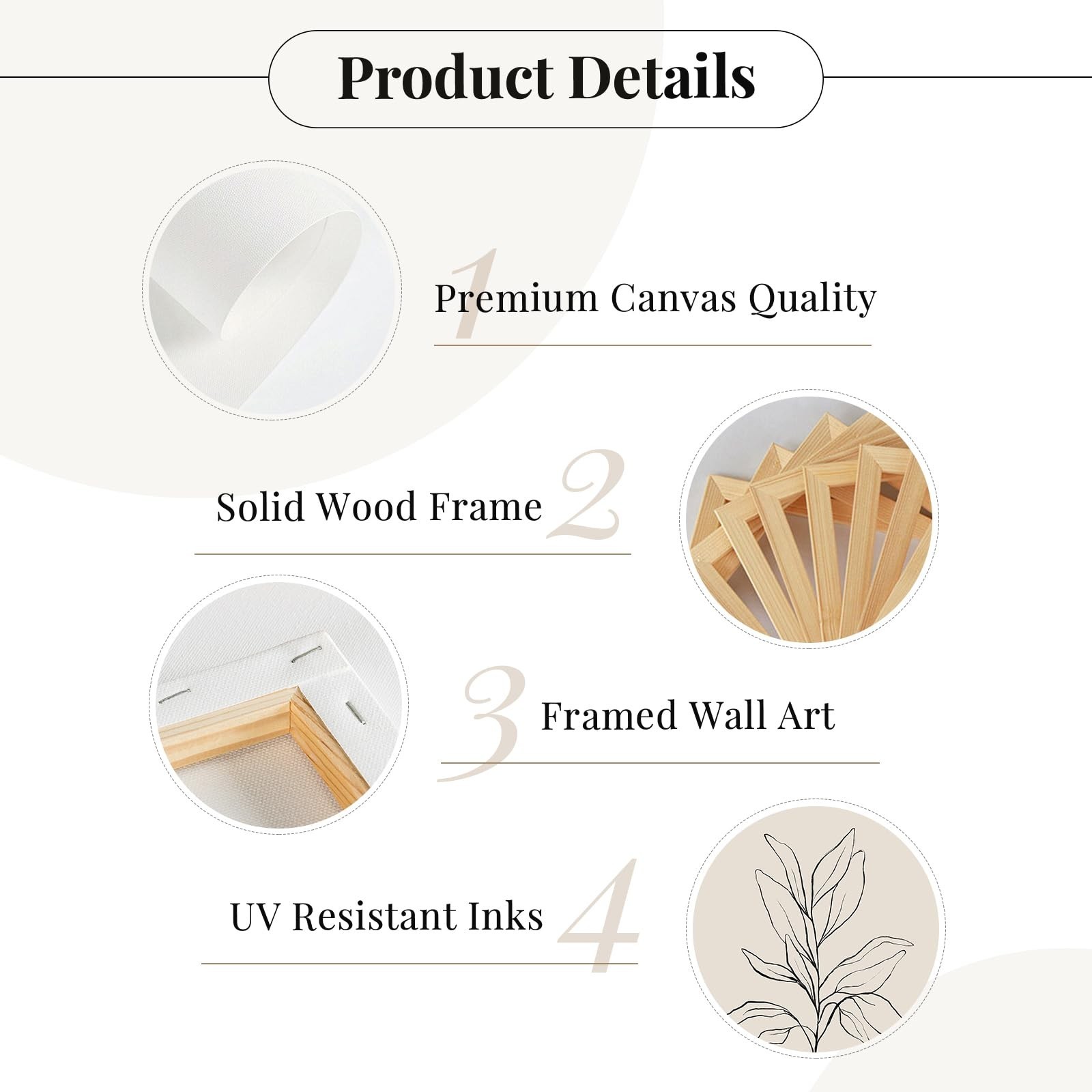 Botanical Wall Art Decor Neutral Wall Decor Boho Beige Canvas Wall Art Botani…