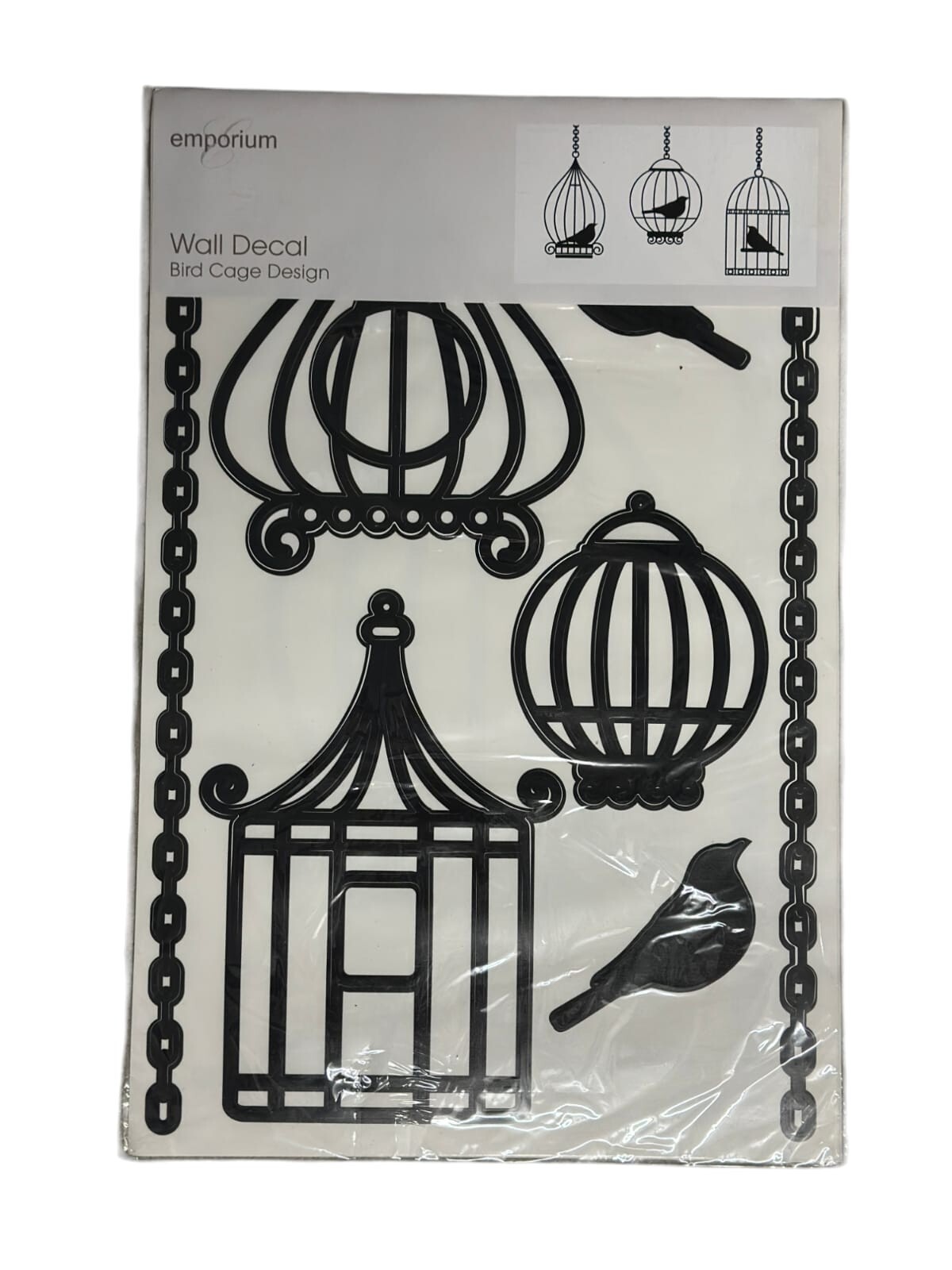 Bird Cage Wall Decal Set – 2 Large, 3 Medium, 1 Small with Birds & Chains