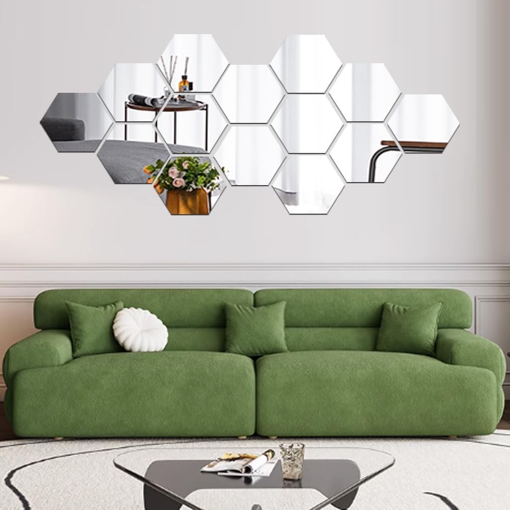Mirror Wall Stickers – 12PCS Hexagon Art DIY Decorative Acrylic Sheet Plastic…