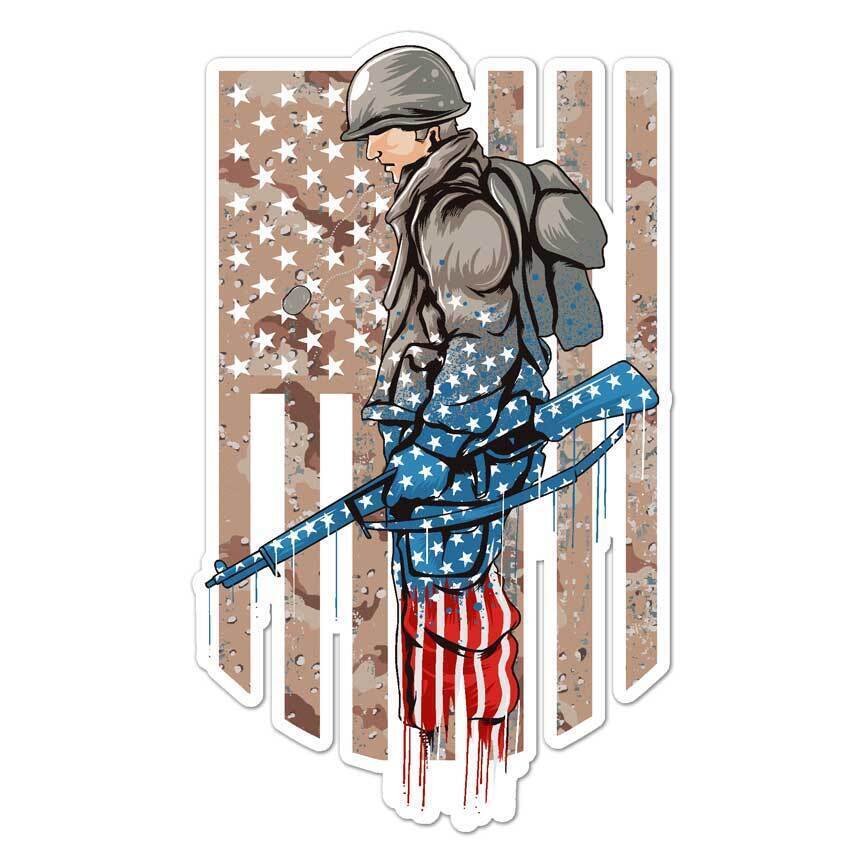 US Flag Military Soldier Sticker Decal