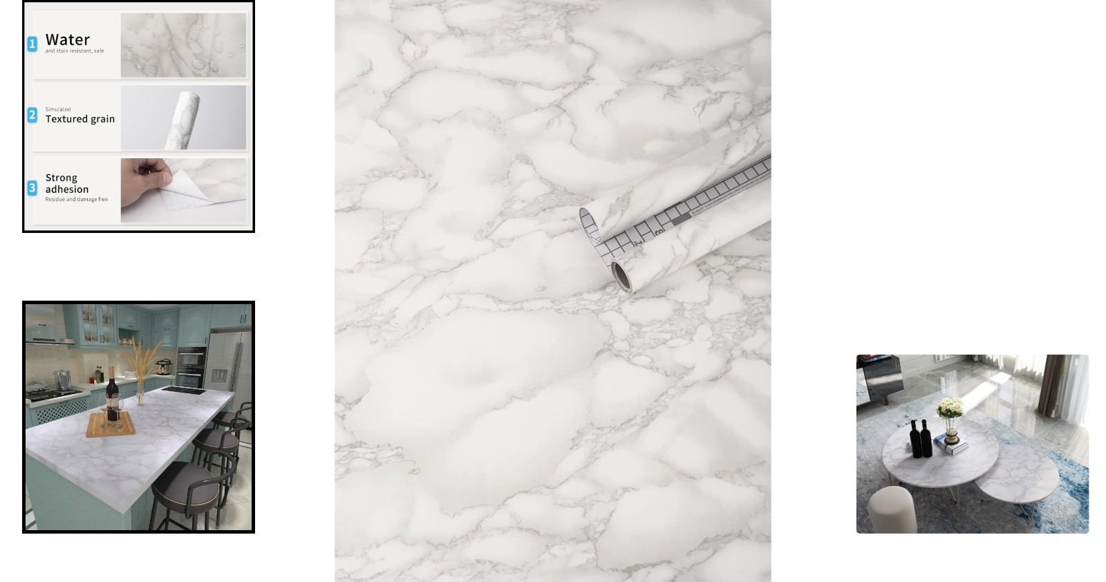 Elegantly Designed 15.8" x 120" Gray Marble Wallpaper – Water & Stain Resistant