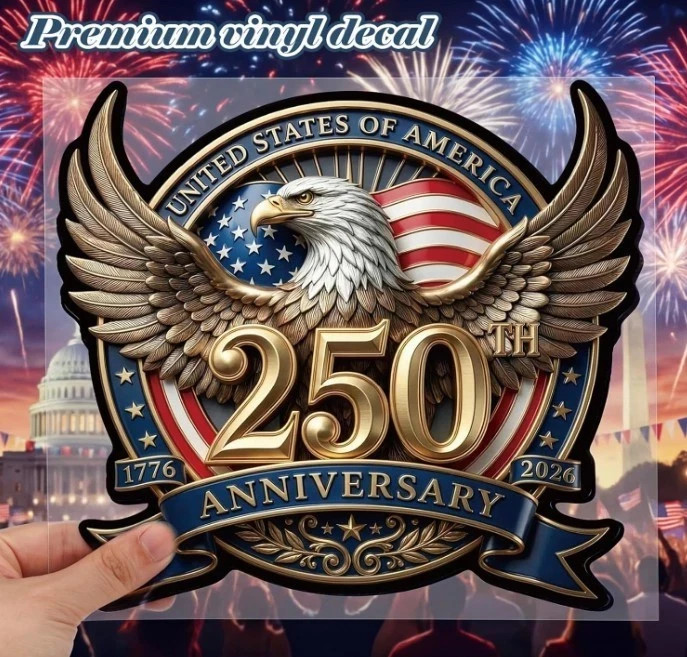 6 Pcs 250th Anniversary USA Patriotic Eagle Decals-2-8"X 8", 2-8"X 5", 2-6"X 6"