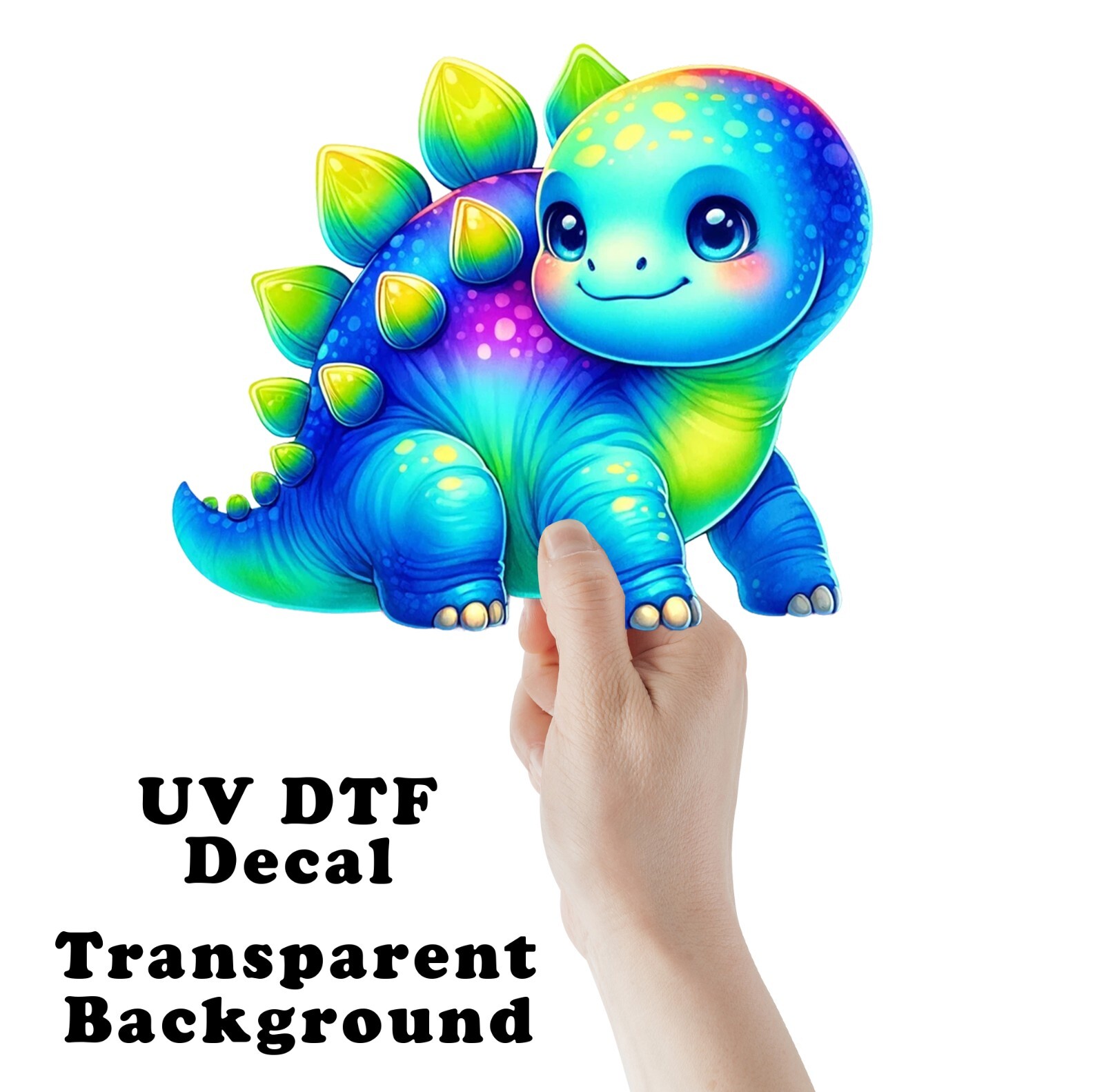 Blue Green Stagosaurus Dinosaur UV DTF Transparent Sticker / Decal