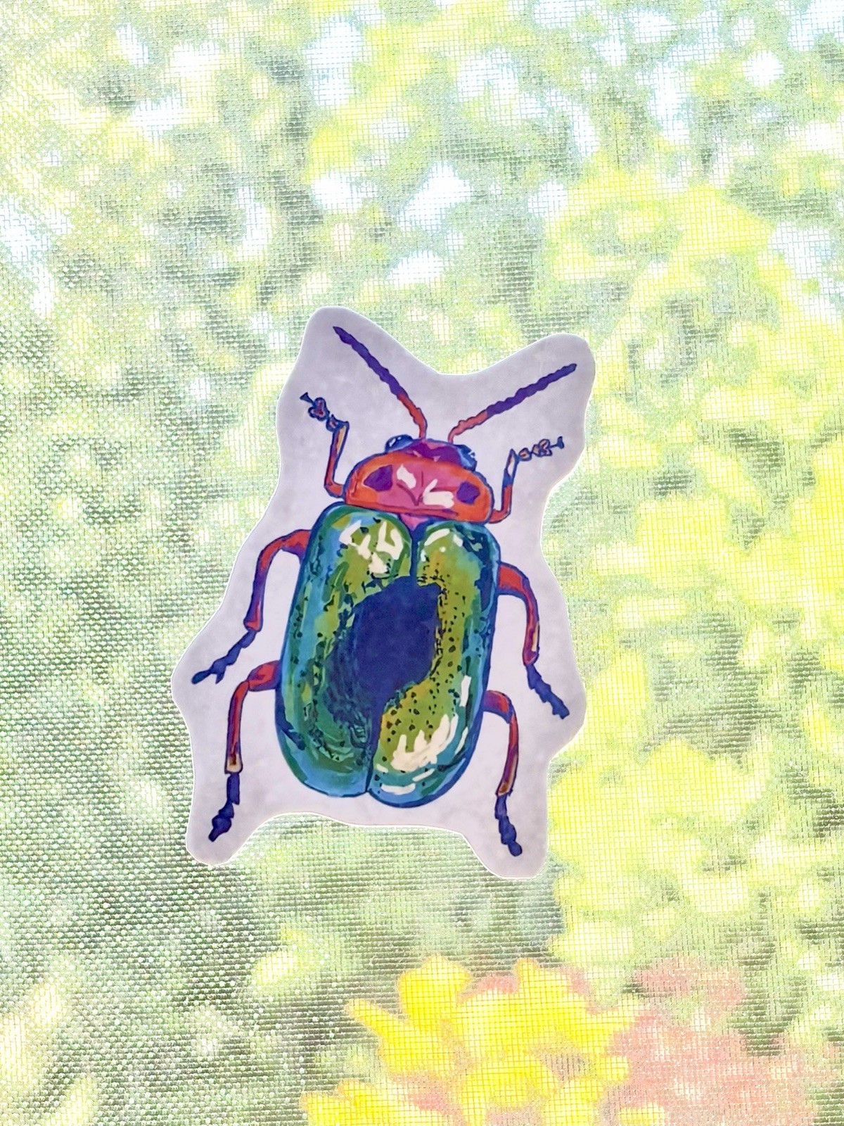 Colorful Beetle Waterproof Sticker: Aesthetic Insect Art Decal