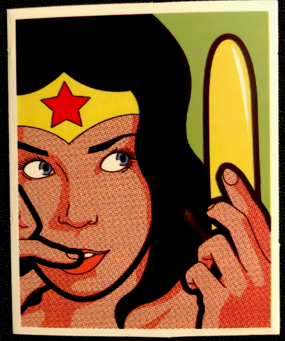 WONDER WOMAN STICKER “PLAY TIME” 2 1/4“ X 2 1/2” SEXY GLOSSY!