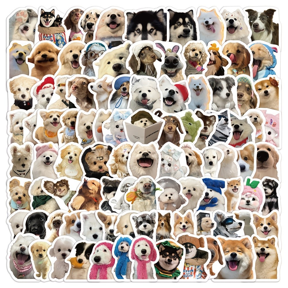 100pcs Realistic Cat Dog Stickers Cute Kitten Puppy Vinyl Laptop Bottle Decals