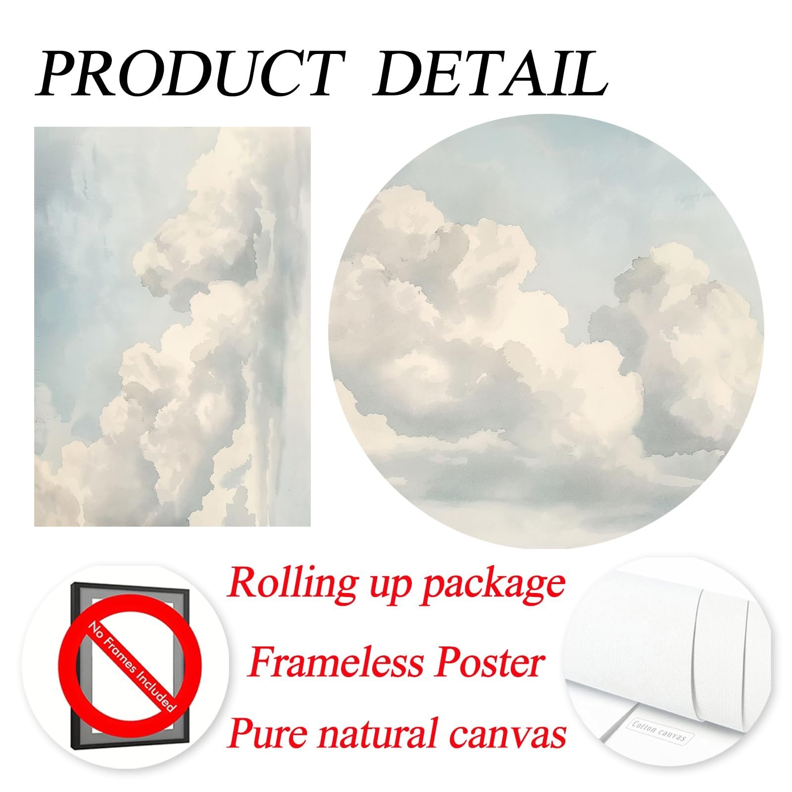 Blue Sky and White Clouds Wall Art Vintage Cloud Painting Watercolor Sky Art …