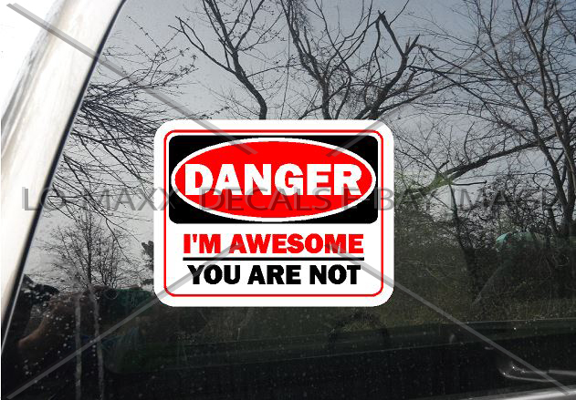 Danger I'm Awesome You Are Not Unique Funny Wacky Novelty Printed Vinyl Sticker