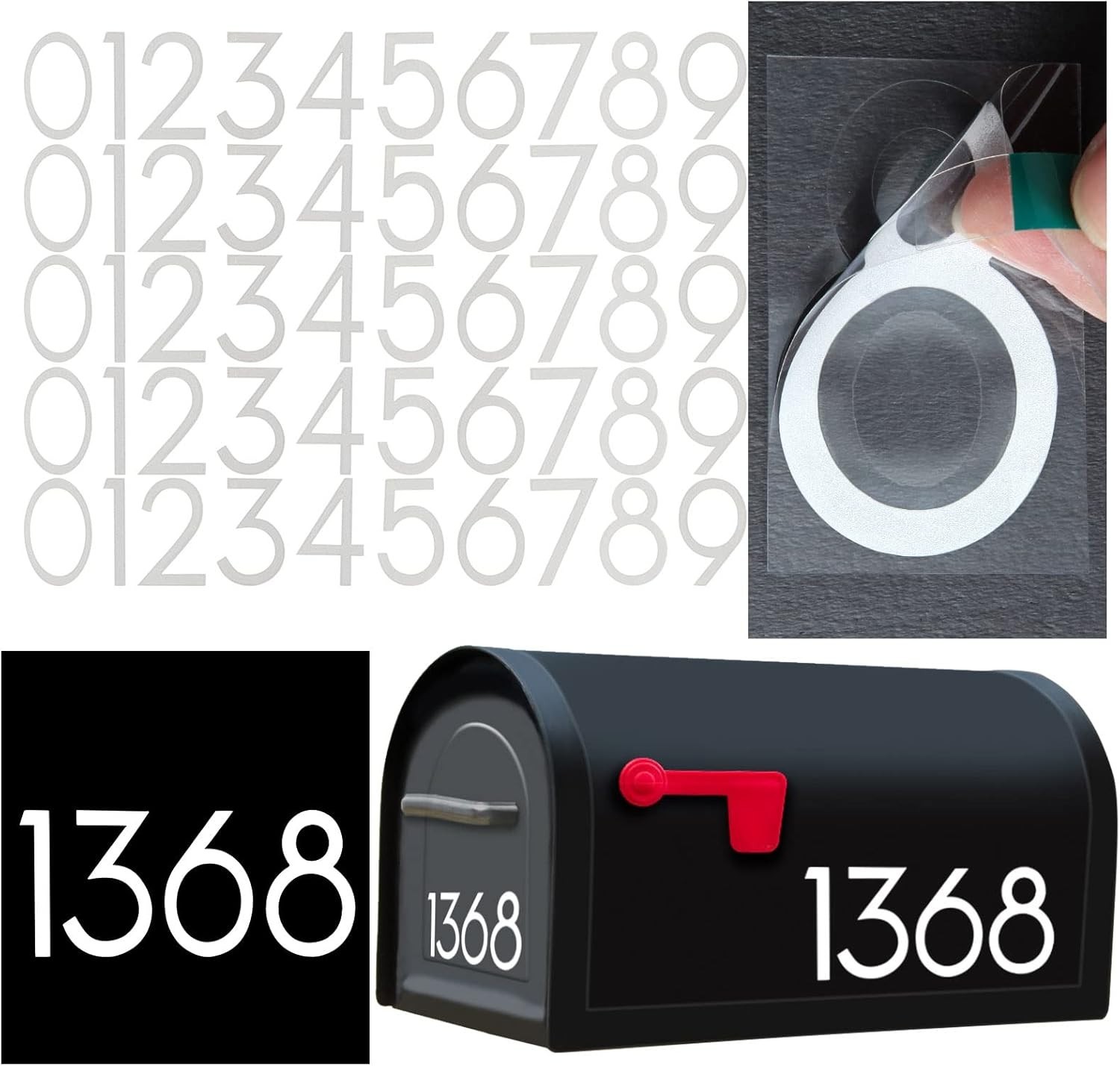 2 inch Reflective Mailbox Numbers for Outside, 5 Sets Number Stickers with St…