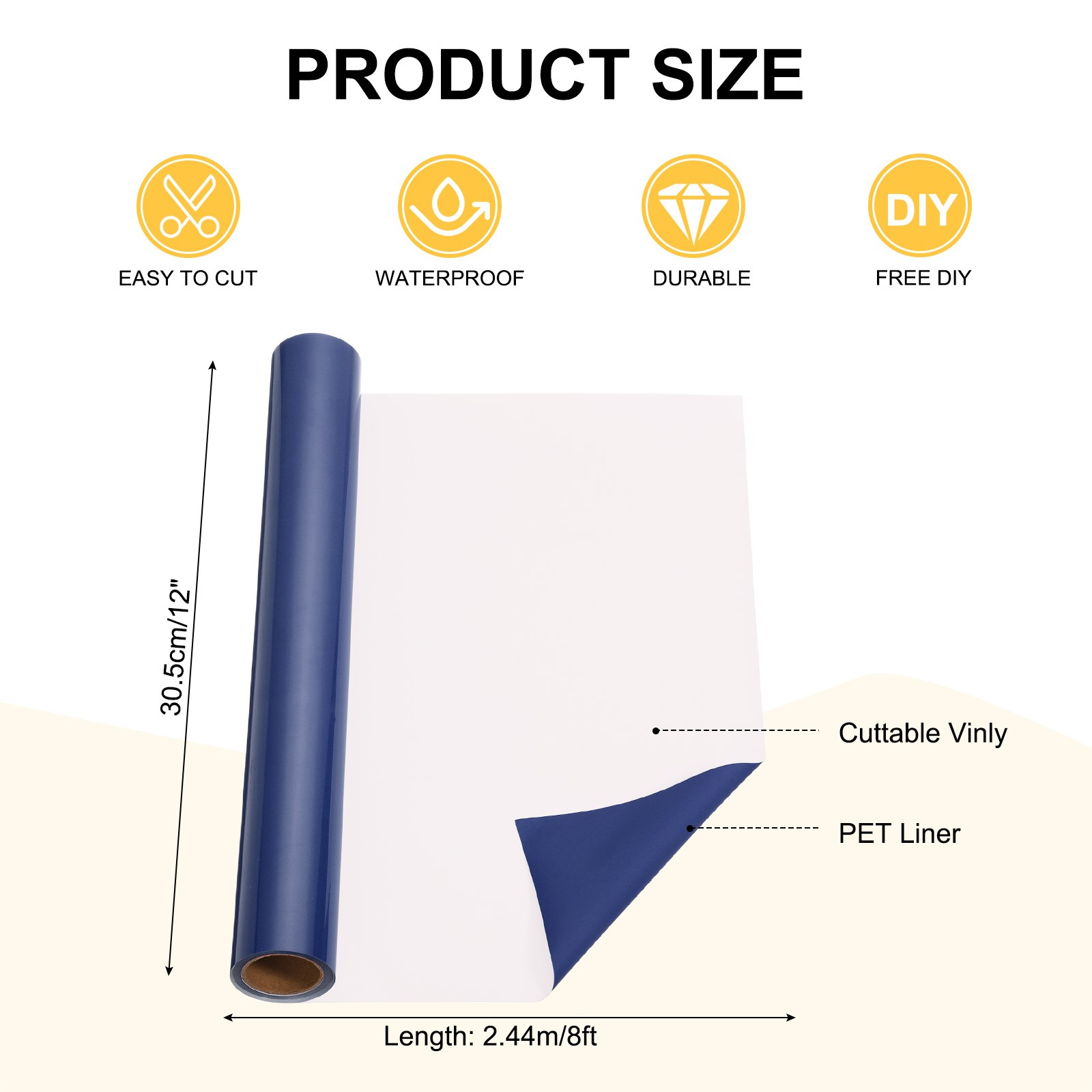 Navy Blue Permanent Vinyl, 12"" x 8ft Roll for Cricut