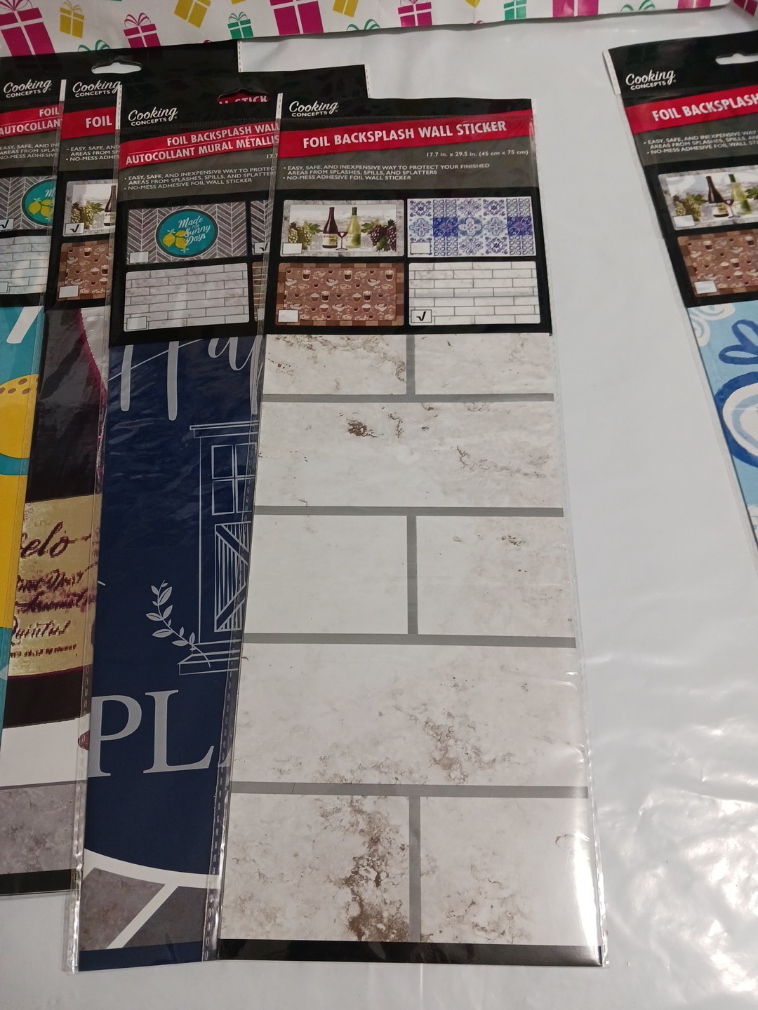 Foil backsplash large wall stickers. 17.7 x 29.5 inches. Lot of 5 patterns. NEW