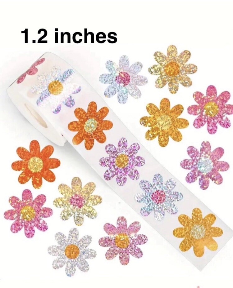 50 Pcs stickers Daisy Flower Holographic Business Packaging Journal Planner