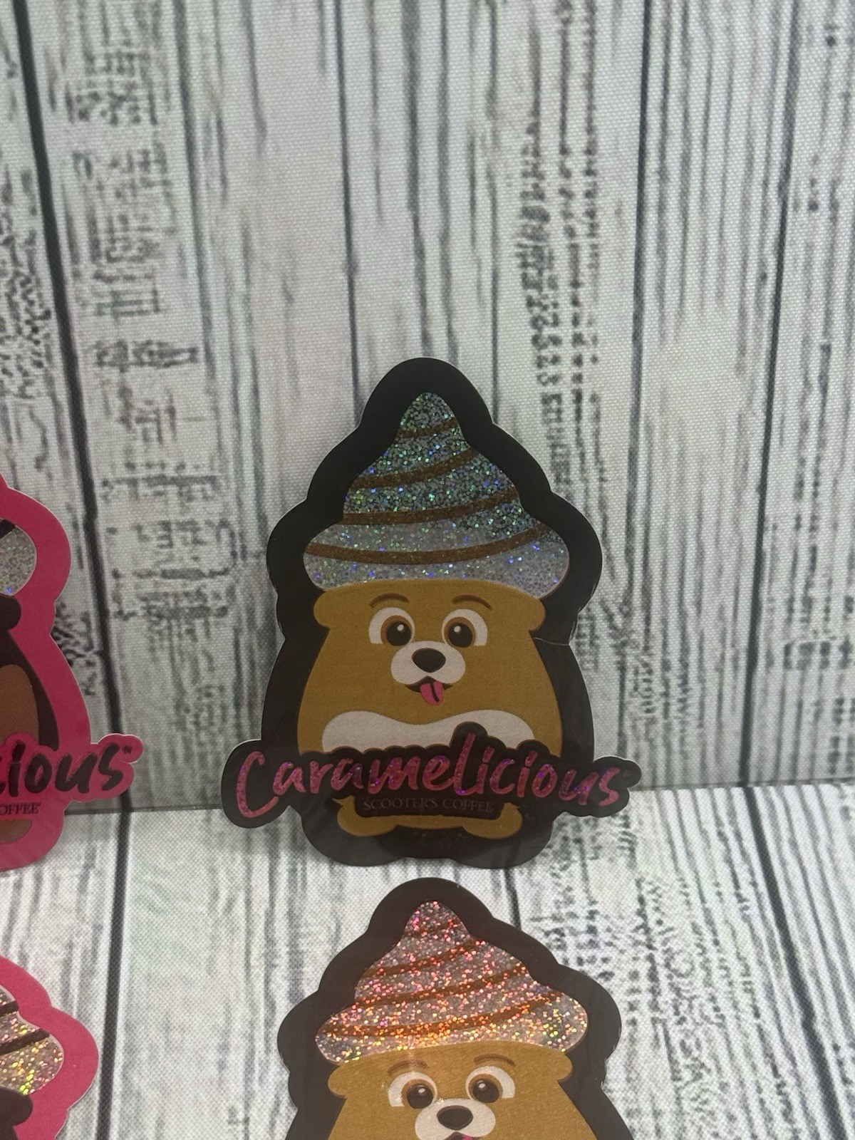 scooters coffee sticker **Licious SET Caramel & Fudge. Lot If 4 Stickers
