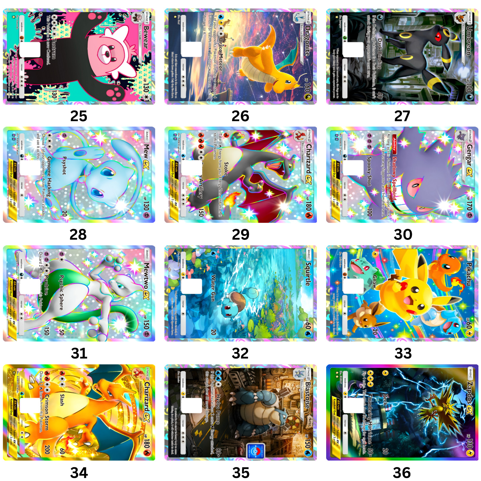 Custom Glossy Pocket TCG Pokemon Card Stickers/Debit Card/High Quality Print