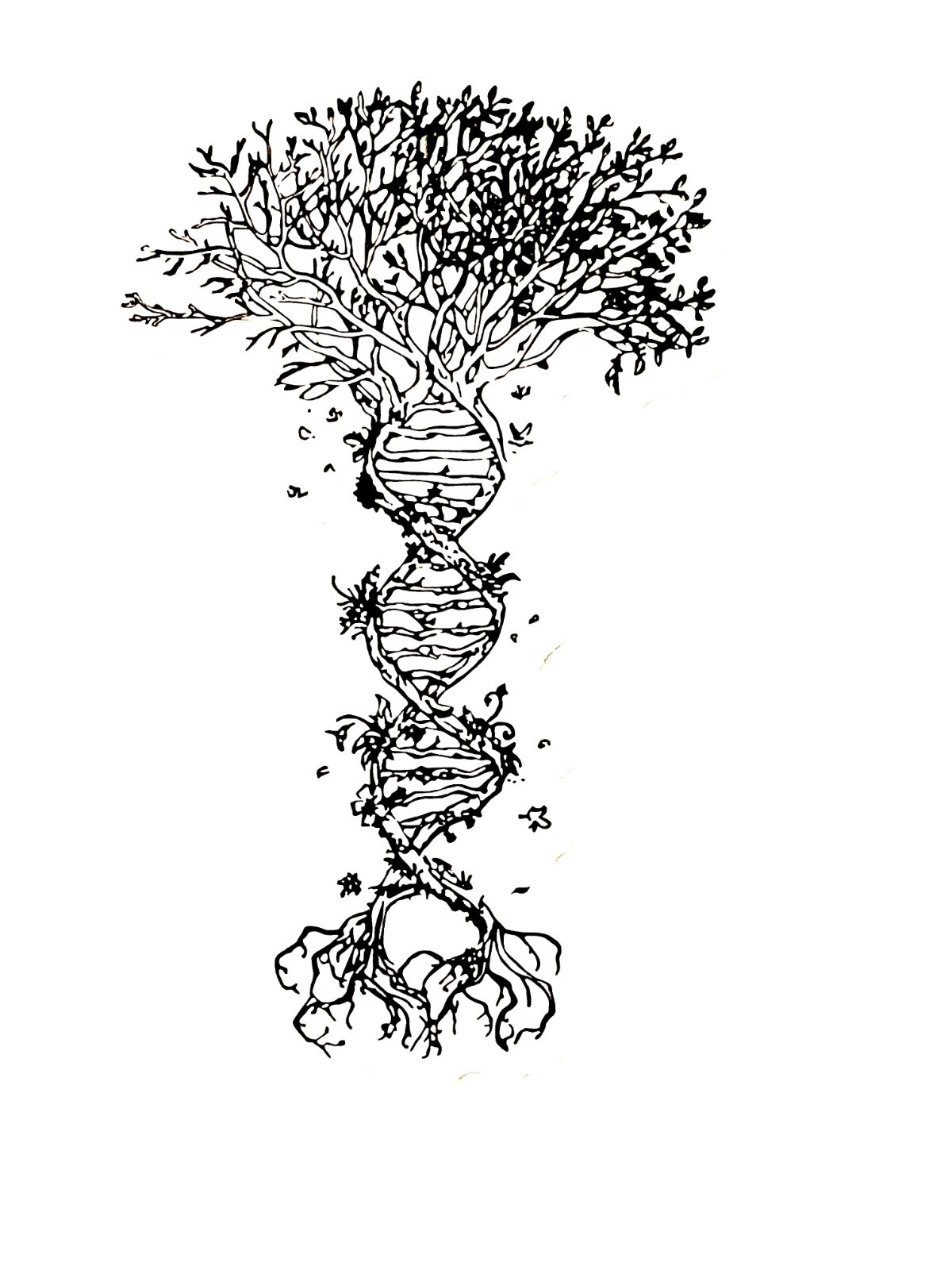 DNA Family Tree Sticker (2 Inch) Line Art Minimalist Gothic Sketch Floral