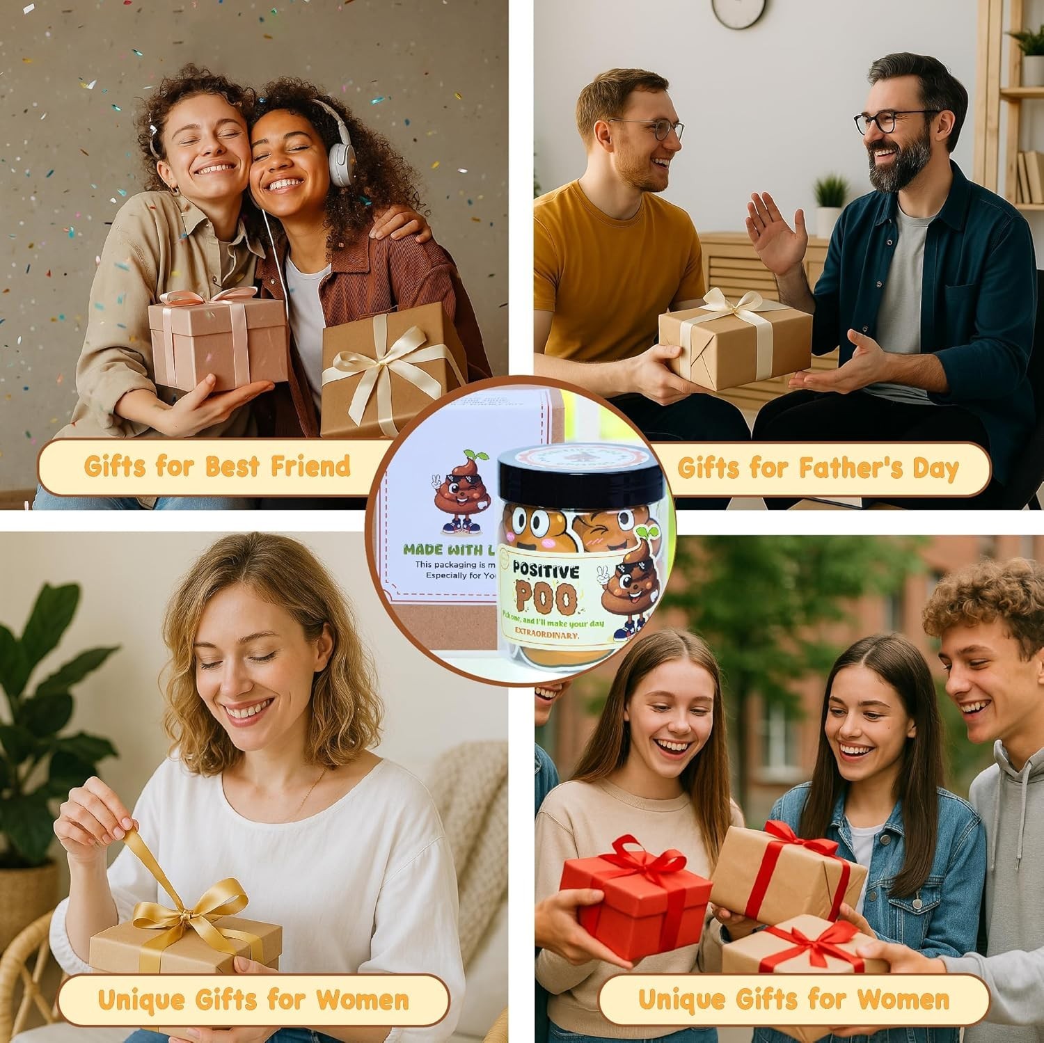 Positive Poo Jar with 60 Funny Stickers & Standee – Great Gag Gift for Coworkers