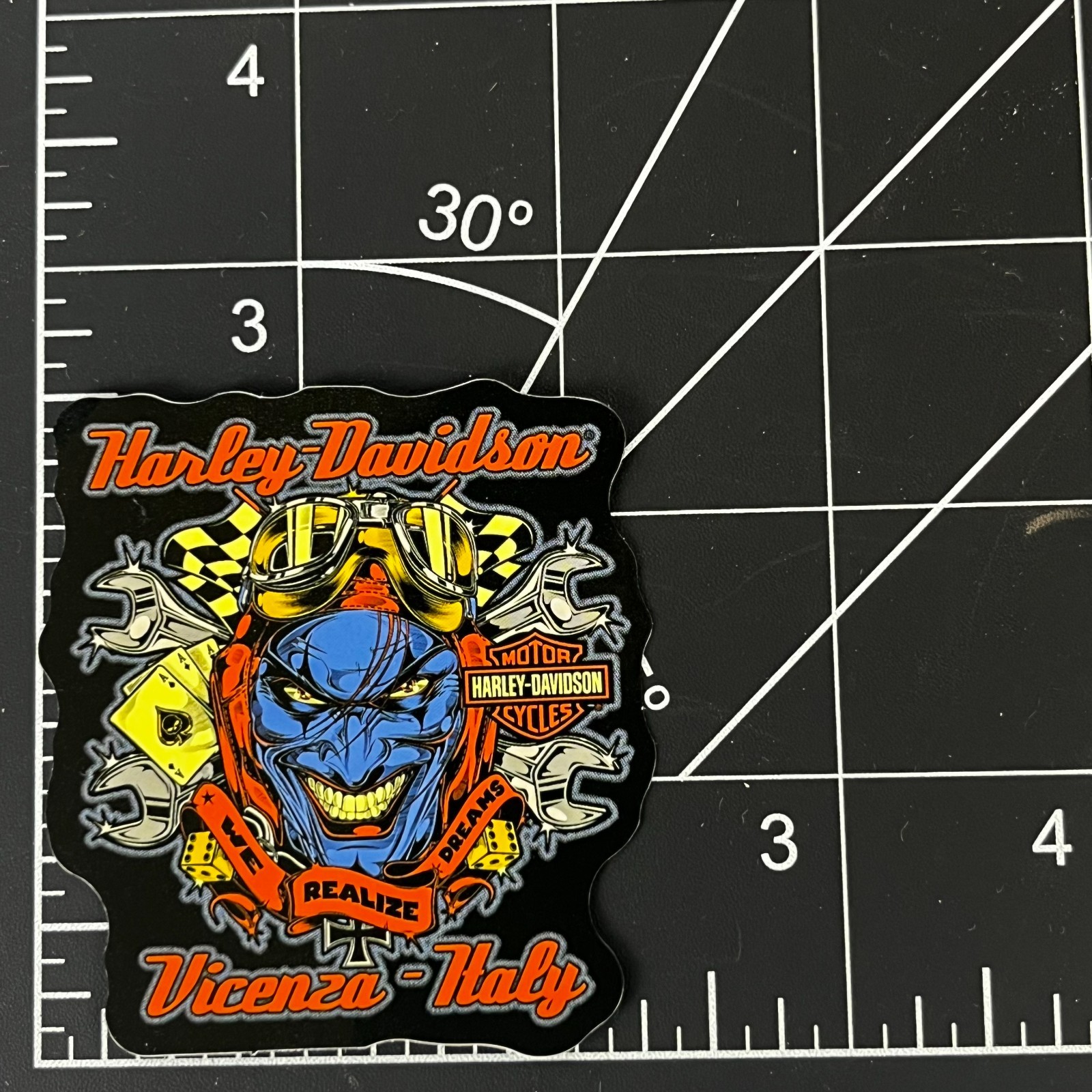 Harley Davidson Vicenza Italy Joker Skull Motorcycle Vinyl Sticker Biker