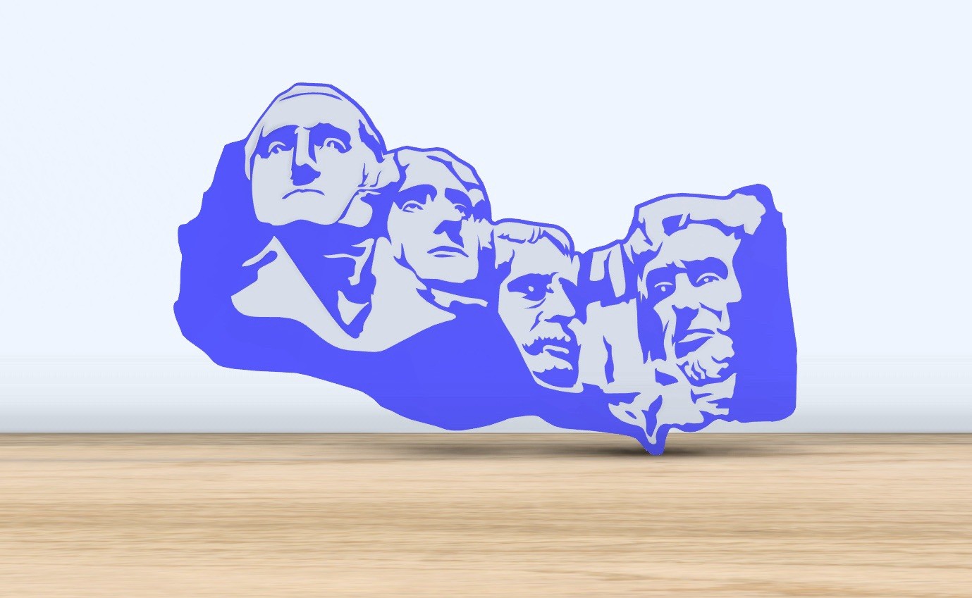 Mount Rushmore Patriotic Wall Art/Display – Blue White, Horizontal, Adults