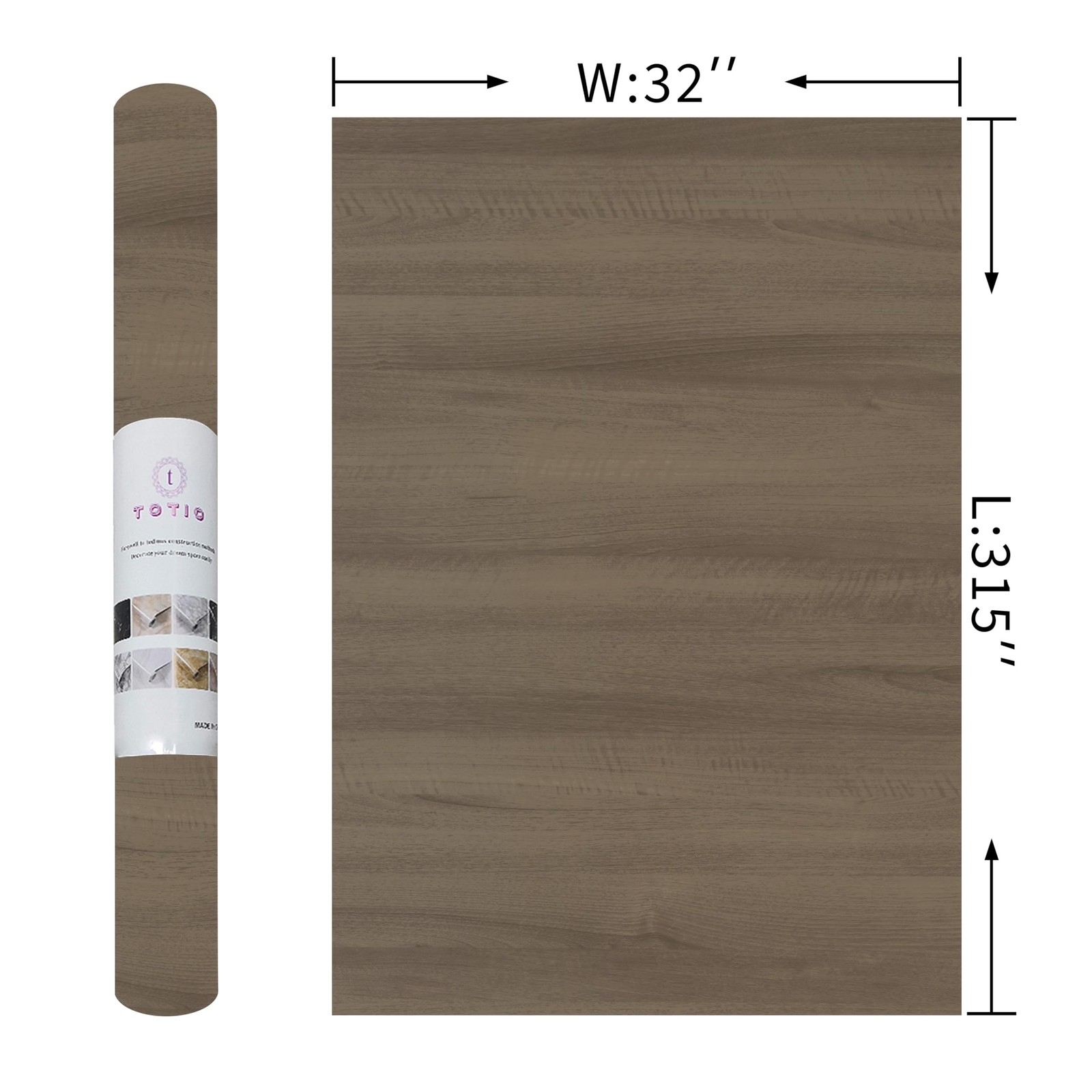 32x315inch Wide Dark Grey Peel and Stick Wallpaper Taupe Walnut Wood Grain Co…