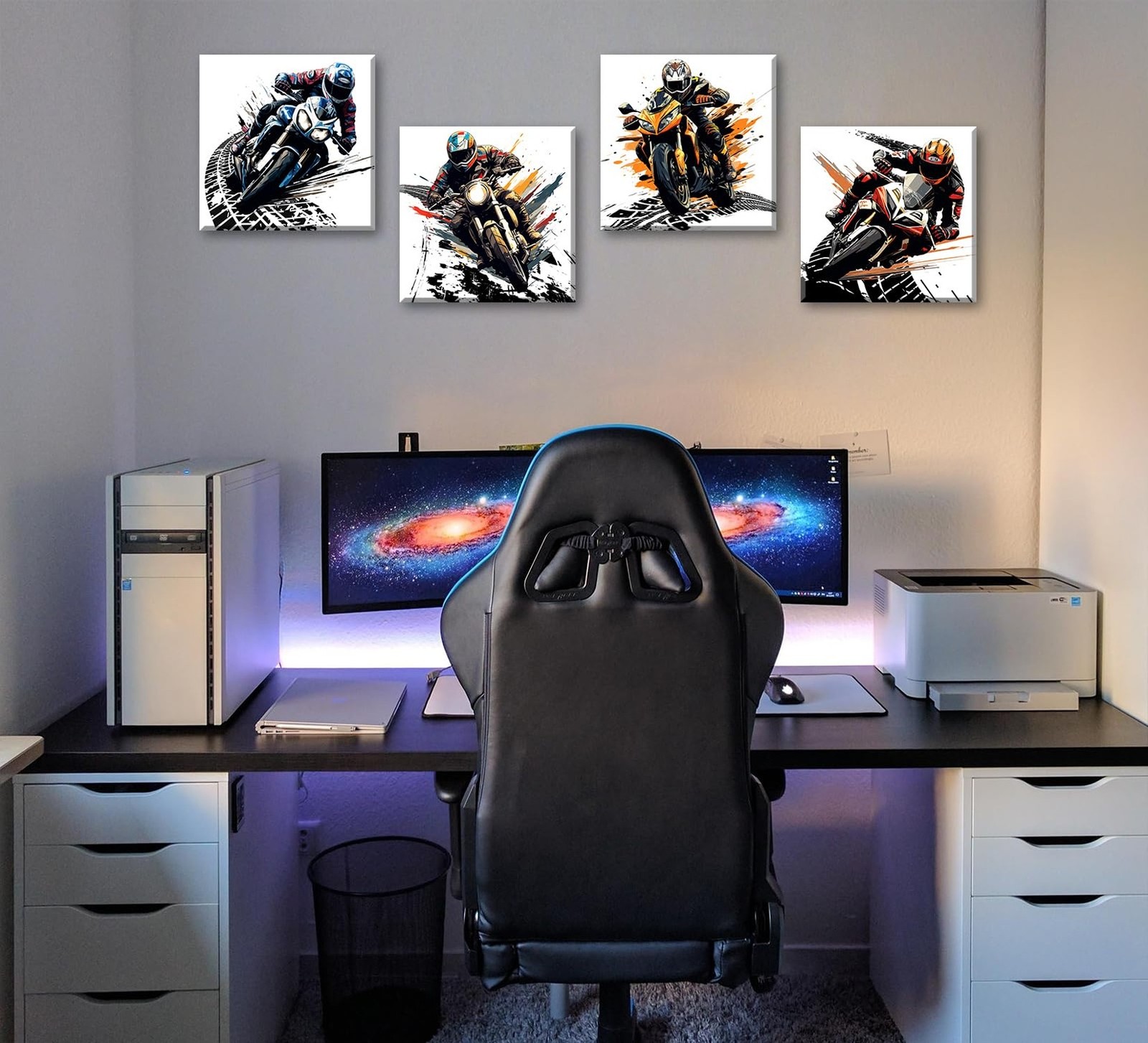 Motorcycle Wall Art Boys Room Decor Graffiti Motocross Posters Motorcycle Can…