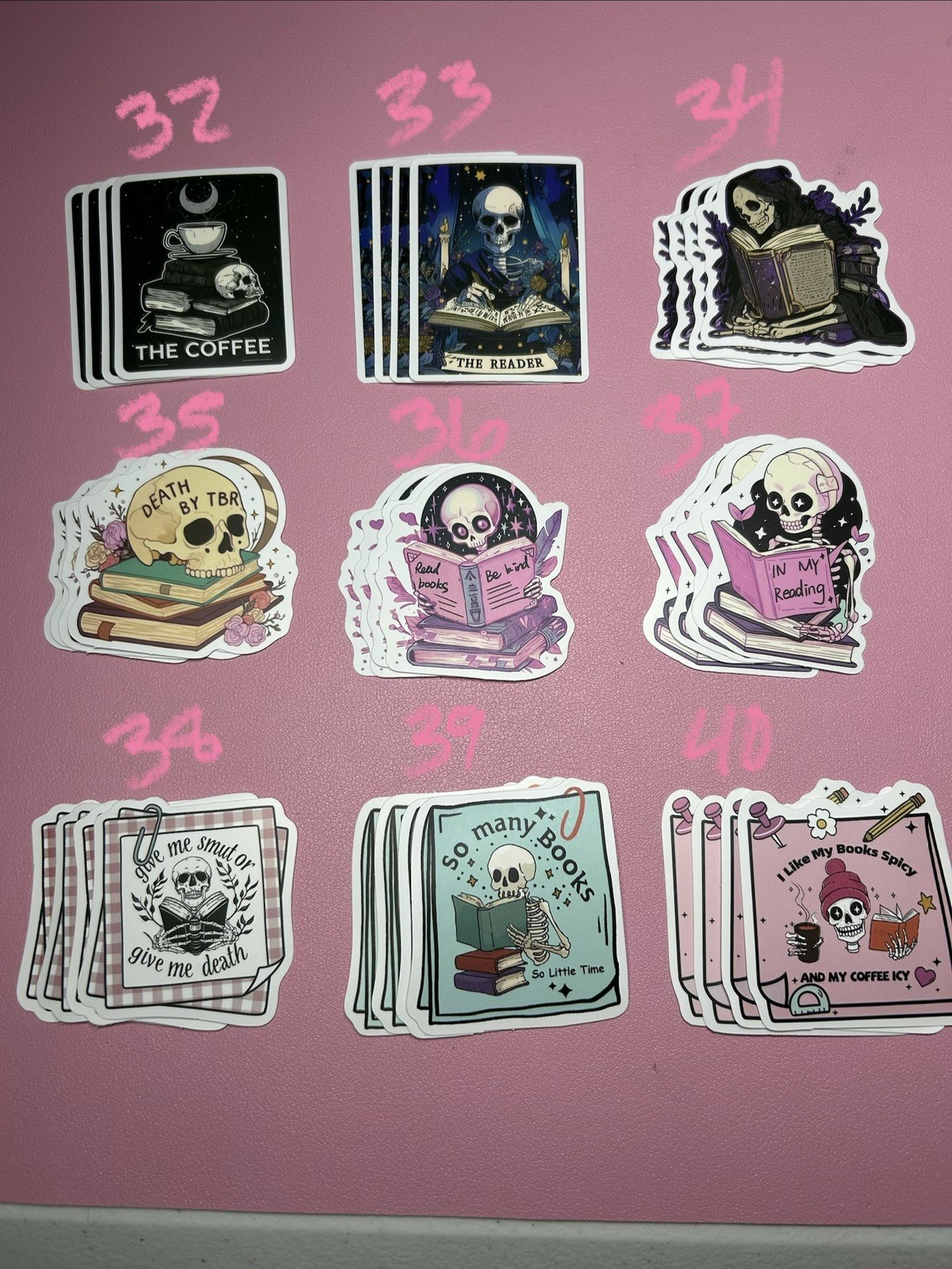 Skeleton Reading Book Stickers