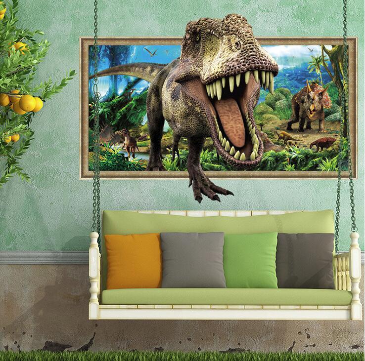 NEW 3D dinosaur T rex Removable Wall Stickers Decal Kids bed room Home Decor USA