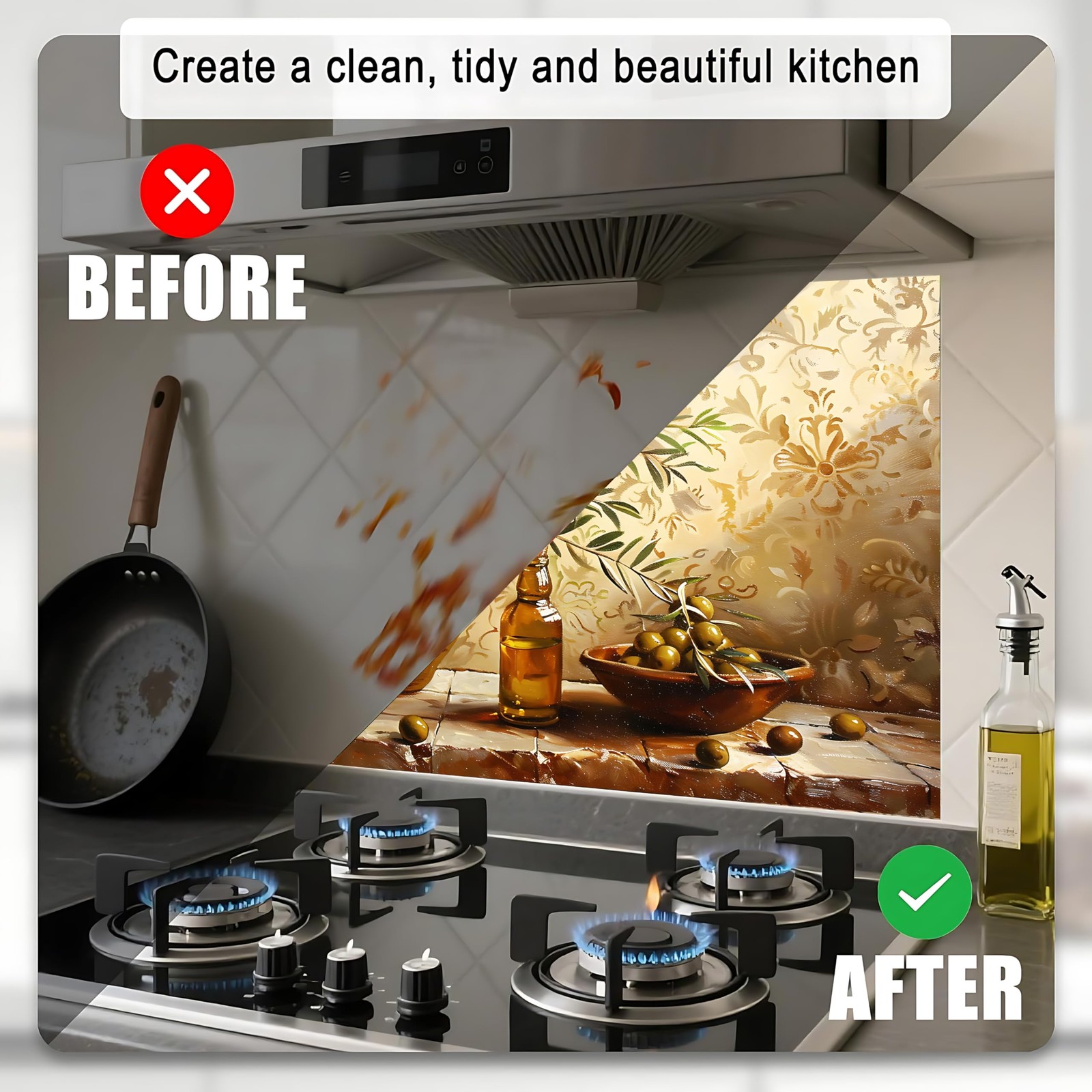 Kitchen Wall Sticker 35.43×23.62in Peel and Stick Kitchen Backsplash Sticker …