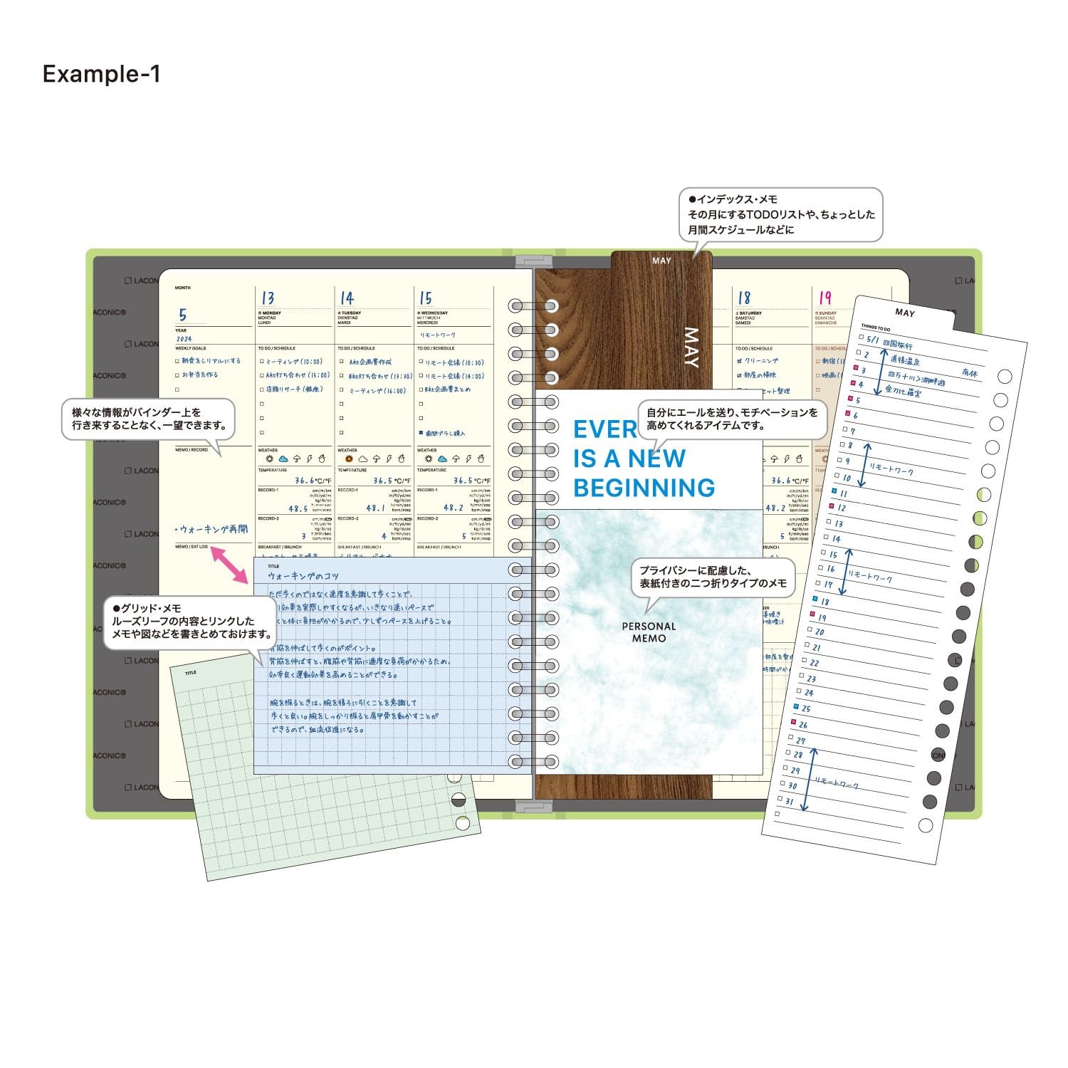 Loose-leaf monthly calendar date free FLEX LFX-E03