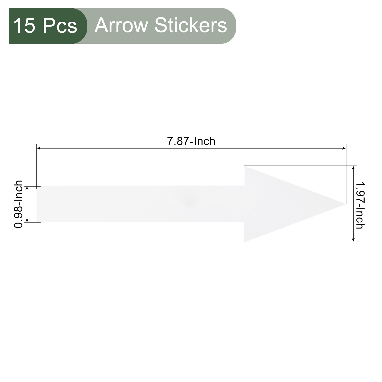 15Pcs Arrow Sticker,20×2.5cm PVC Removable Self Adhesive Waterproof Signs,White