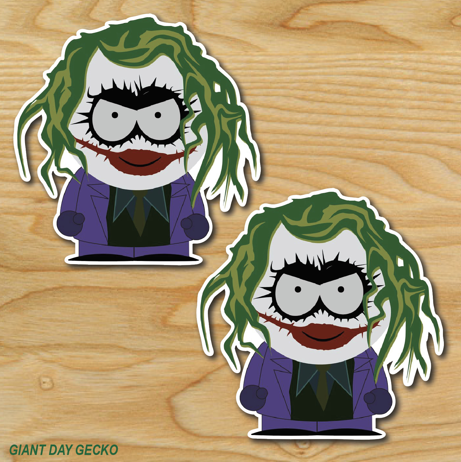 (2) TWO Joker Southpark Vinyl Decal Sticker For Car Laptop Skateboard NEW!