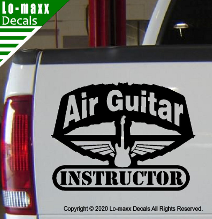 Air Guitar Instructor Rock & Roll Winged Electric Guitar Die Cut Vinyl Decal