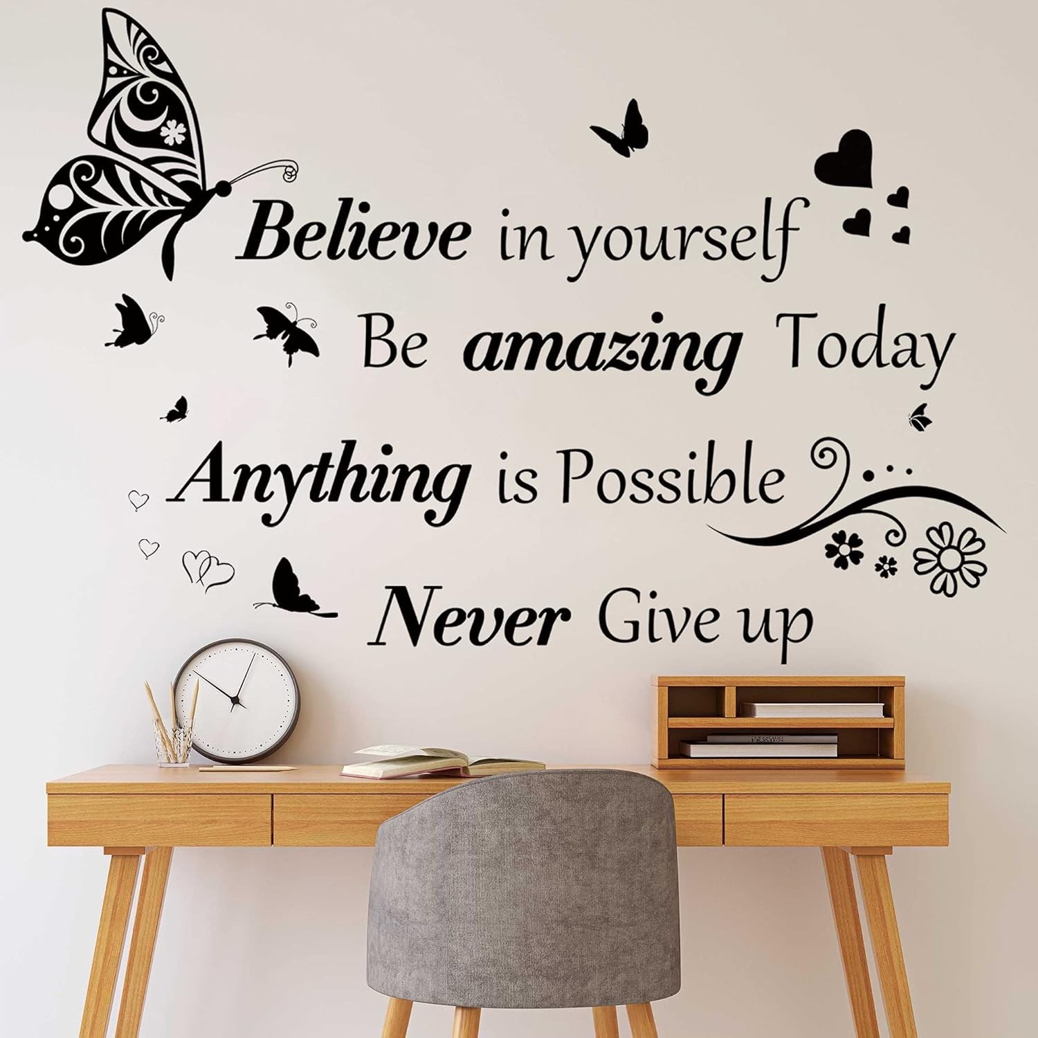 Inspirational Butterfly Wall Decals – Removable Quotes for Bedroom & Office