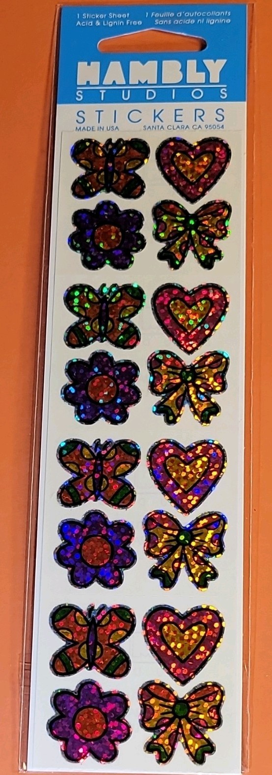 Hambly Studios Mini Fun Shapes Stickers, Hearts Flowers Butterflies Bows