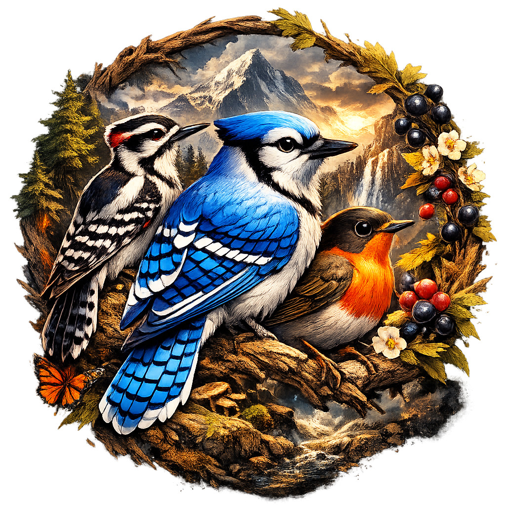 Blue Jay Robin Woodpecker Bird Vinyl Sticker Wildlife Nature Decal