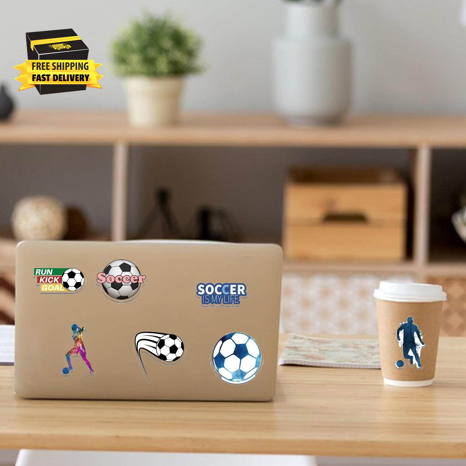 Soccer Stickers, 50PCS Soccer Stickers for Scrapbooking, Soccer Waterproof Vinyl