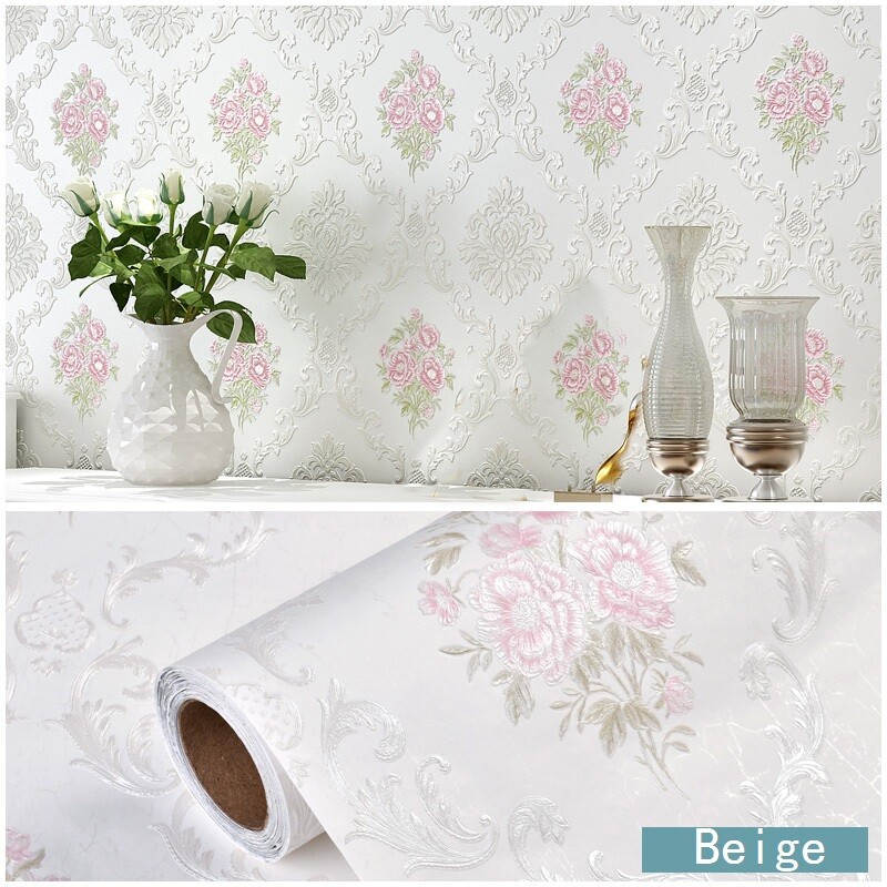 Wallpapers Embossed Textured Self-adhesive Wall Stickers Decal Floral DIY Modern