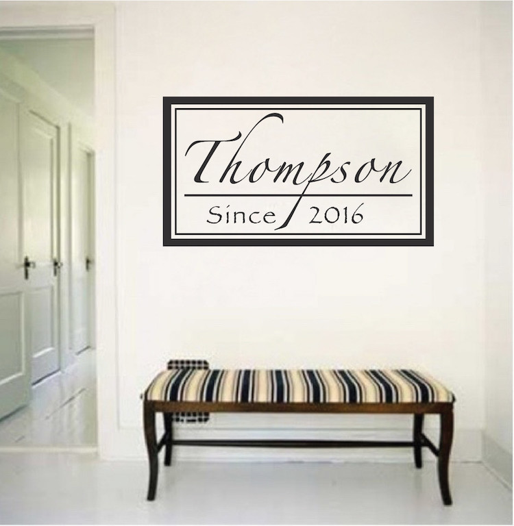 Custom Family Name Year Wall Decal Personal Wallpaper Fancy Removable Vinyl, b42
