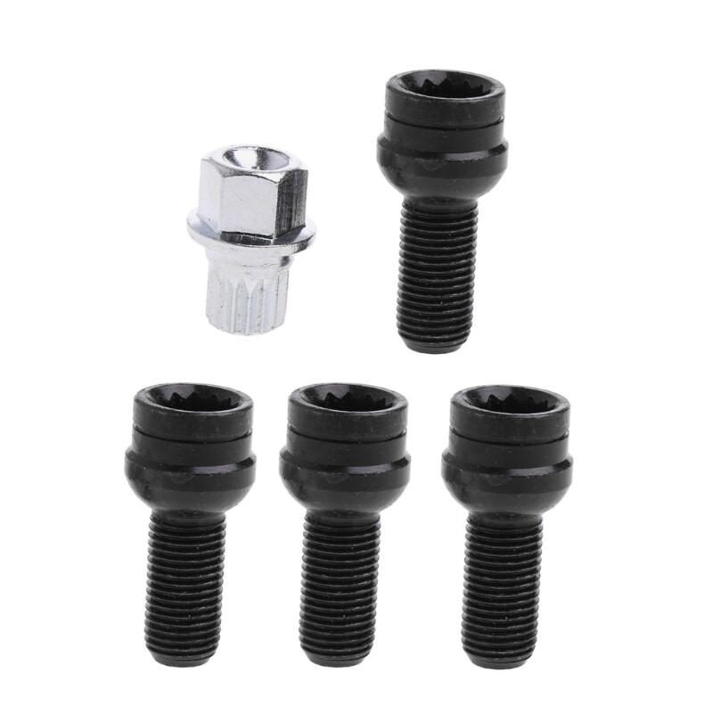 Anti-theft Wheel Lock for Key Locking Lug Screw Bolt 5Pcs Steel Screw Bol