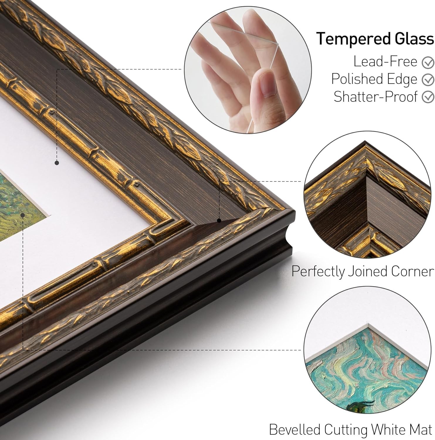 11×14 Vintage Picture Frame, Ornate Antique Bronze 11×14 Frame with Rea…